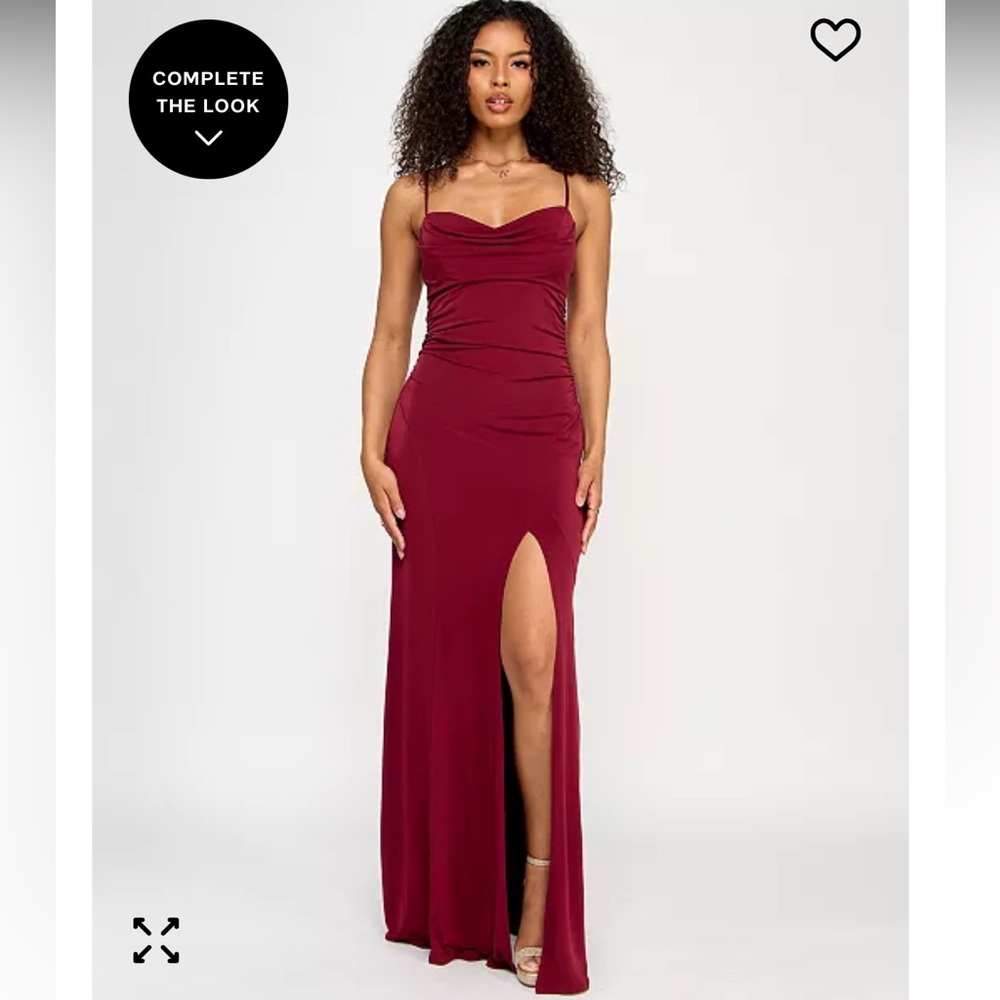 Emerald Sundae Cowlneck Ruched Sleeveless Gown